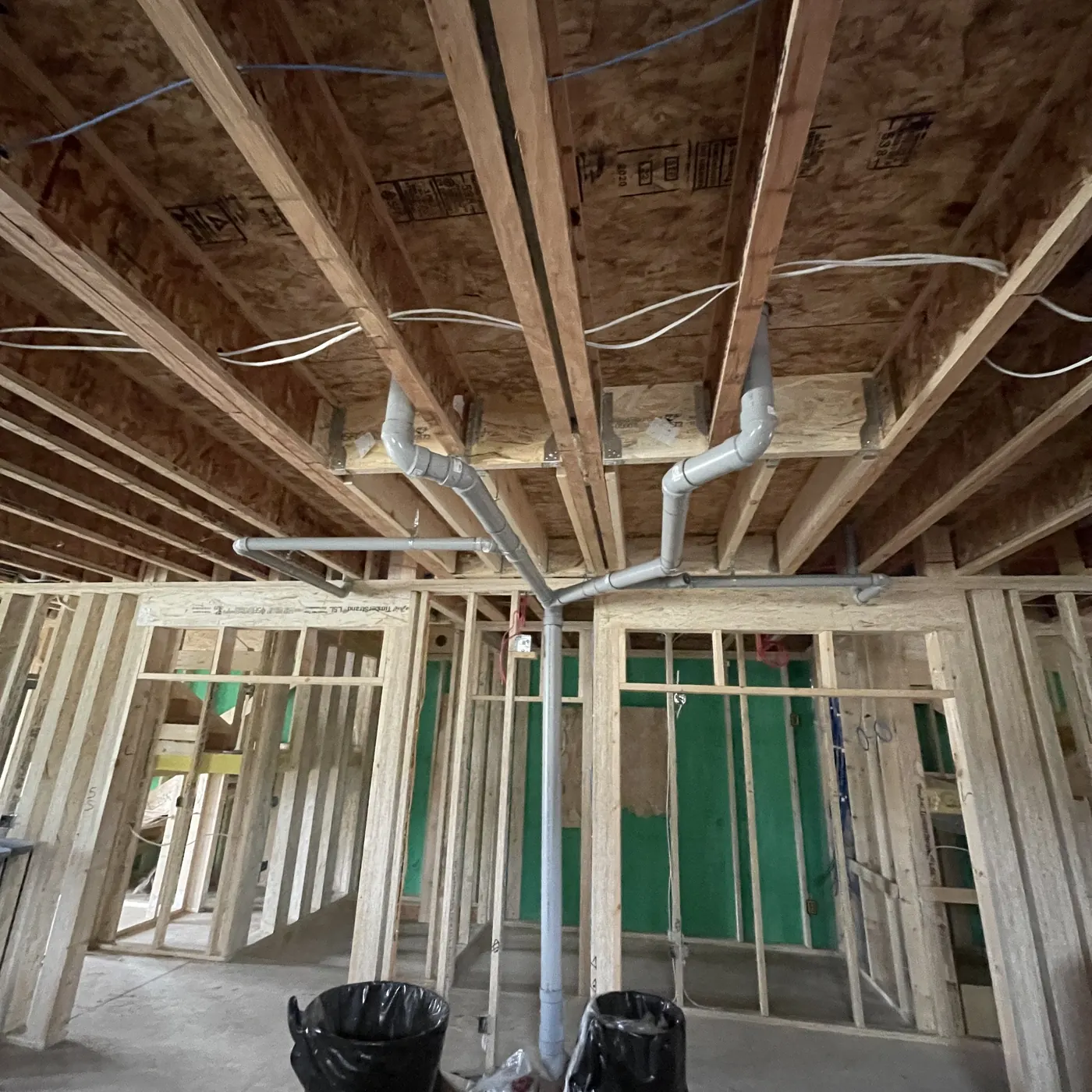 Interior framing and mechanical rough-in